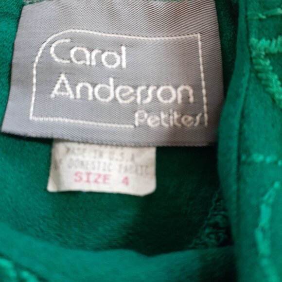 Carol Anderson Petites Sheath Dress Womens Size 4 Green Embroidered Long Sleeve - Picture 4 of 6